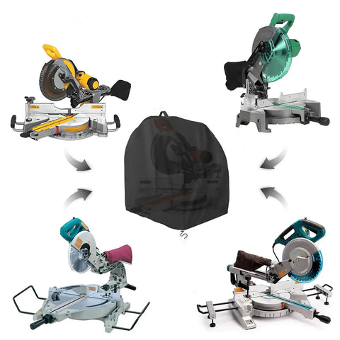 Heavy Duty Miter Saw Cover Waterproof Dust Shield Top Shelf Shop Bag Drawstring Locks Gear In Securely For Drills And Cutters Snug Fit Garage Weather Resistant Storage Slick Wrap on miter saws