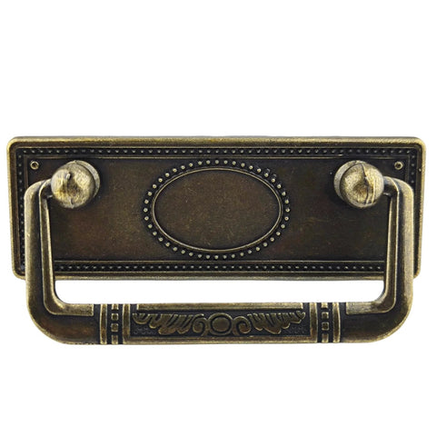 Antique Bronze Bail Drawer Pulls 2.5 Inches Center Spacing 64 Mm Vintage Drop Swing Cabinet Knob Hardware Zinc Alloy Front View