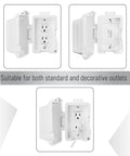 Outdoor Weatherproof 1 Gang Electrical Outlet Cover Plug In 120V AC Durable White Plastic with open and closed view