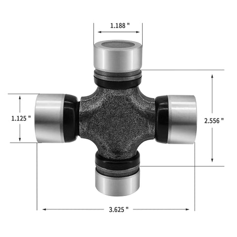 Heavy Duty U Joint Kit 5 3205X For 1350 S44 Series Universal Joint Greaseable with Snap Rings, Bearing Cap 1.125 & 1.188 Inches