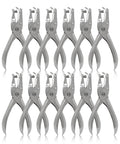 12 Pack Single Hole Puncher Set, shiny silver handheld punch, durable metal, 8 sheet capacity, 1/4 inch circle paper punch for crafts and office