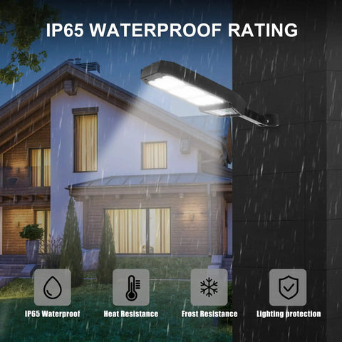 Ultra Bright Solar Street Lights Outdoor Two Pack With 279 LEDs Remote Control IP65 Waterproof Motion Sensor Security Light