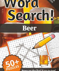 Craft Beer Word Search Puzzle Book For Real Suds Seekers Featuring Fifty Five Hoppy Stout And Lager Themed Brain Twisters Loaded With Barroom Slang And Pub Legends display with beer mugs and puzzle grids.