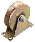 Heavy Duty Workhorse V Groove Wheel Runs As A Solid Sliding Gate Caster, steel roller on mounting bracket for smooth operation.