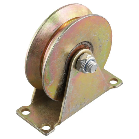 Heavy Duty Workhorse V Groove Wheel Runs As A Solid Sliding Gate Caster, steel roller on mounting bracket for smooth operation.