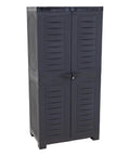 Freestanding 48 Inch Tall Resin Garage Storage Cabinet With Doors In Charcoal For Garage Laundry Office Or Basement
