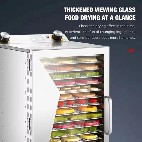 Six Tray Food Dehydrator Machine Harnessing Four Hundred Watt Power And Reliable Thermostat For Fast Fruit Vegetable Meat Jerky And Pet Treat Preservation Easy As Pie And Essentially Zero Drama with thickened viewing glass.