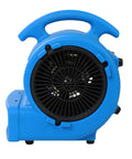 Blue Powerhouse 1/8 HP Air Mover With 600 CFM Floor Dryer, side view showing handle and ventilation fan.