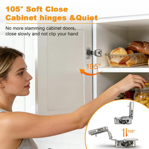 Heavy Duty 10 Pack Soft Close Cabinet Hinges 1 1/4 Inch Overlay Concealed Door Hardware For Kitchen Cabinets in use
