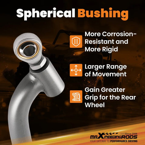 Polaris RZR XP 4 1000 EPS Turbo Rear Radius Bars Upgrade For 14 17 High Clearance Beefed Up Off Road Suspension Easy Install Fits 10mm Bolts Durable Rear Linkage Support For Rough Trails spherical bushing close-up
