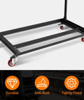 Heavy Duty Black Folding Chair Dolly Built Dang Tough With Reinforced Steel Frame And Anti Rust Coating for easy chair transport.