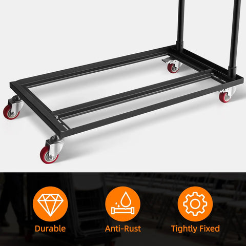 Heavy Duty Black Folding Chair Dolly Built Dang Tough With Reinforced Steel Frame And Anti Rust Coating for easy chair transport.