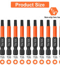 Image showing Pro Torx T25 Screwdriver Bit Set Ten Pieces With Fifty Millimeter Length And One Quarter Inch Hex Shank.