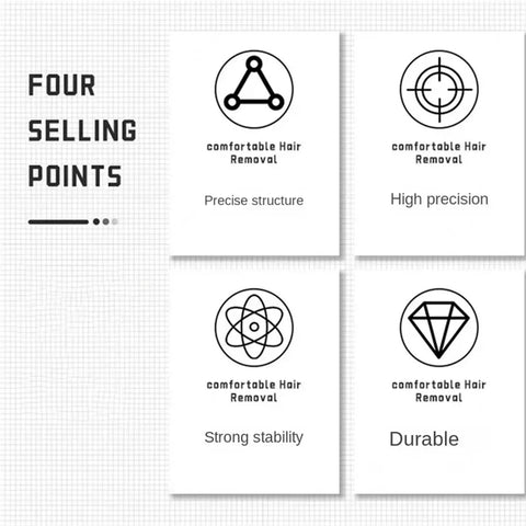Four selling points for comfortable hair removal: precise structure, high precision, strong stability, and durability.