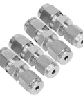 4Pack 304 Stainless Steel Compression Fittings Straight Double Ferrule Tube Adapter 1/8Inch To 1/4Inch Pipe Reducer Connector shown from above