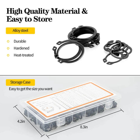 500Pcs Retaining Ring Set M4 To M28 With 21 Sizes Alloy Steel Circlip Snap Ring Kit Including 4 Pliers For Internal And External Snap Rings
