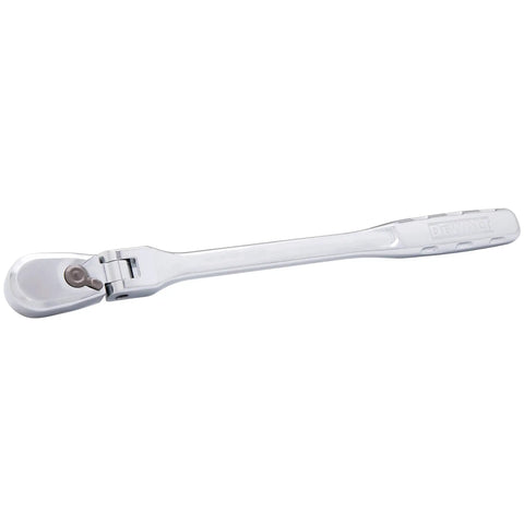 Three Eighths Inch Flex Head Ratchet With 180 Degree Pivot, 72-Tooth High Torque Gear, Slim Head For Tight Spots, Ergonomic Contoured Handle