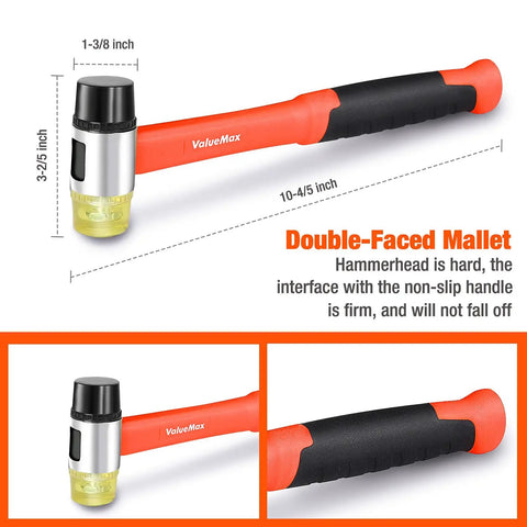 Laminate Wood Flooring Installation Kit With Reinforced Double Faced Mallet detailing size and features, red handle