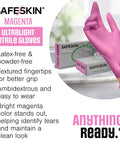 SAFESKIN magenta ultralight nitrile gloves, large, 100-count box, latex-free and powder-free