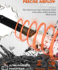 Powerful 26Cc Gas Leaf Blower With 180 MPH Air Flow And 380 CFM showing precise airflow control with debris illustration.