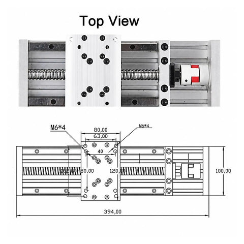 Top view of Precision Double Linear Rail Slide Table Featuring Hella Smooth SFU1605 Or 1610 Ball Screw Drive and HGR15 guide rails.
