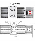 Top view of Premium Double Linear Rail Slide Table For X Y Z Axis Motion Systems showcasing guides and dimensions.