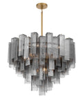 Top Shelf 15 Light Pendant Fixture Featuring Authentic Legacy Brass Finishes And Hand Crafted Grey Smoke Glass in unique design.