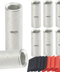 8 Pack 2 Gauge Non Insulated Butt Connectors And 8 3 To 1 Dual Wall Heat Shrink Tubing Kit for Solid or Stranded Copper