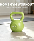 15 Pound Kettlebell For Strength Training And Full Body Toning, Vinyl Coated Iron Sand Fill Kettlebell on a gym floor