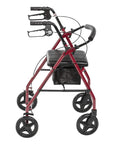 Top Notch Aluminum Folding Rollator Walker With Super Comfy Padded Seat Removable Back Support and Roomy Storage Sling smooth rolling 7.5 inch wheels