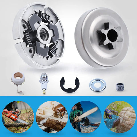 7 Piece Chainsaw Sprocket Clutch Drum Kit With Three Eighths Inch Pitch Replacement Parts For 017 018 021 023 MS170 MS180 MS210 MS230 MS250 Chainsaw