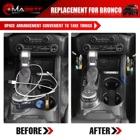Ford Bronco Gear Shift Side Storage Box Organizer For 2021 To 2025 2 Door And 4 Door Models installed in center console