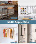 Wall Mounted Wrought Iron Stair Railing System With Adjustable White Galvanized Tube And Heavy Duty Wall Brackets For Indoor Outdoor Step Support With No Sweat Quick Install, shown in multi-application.