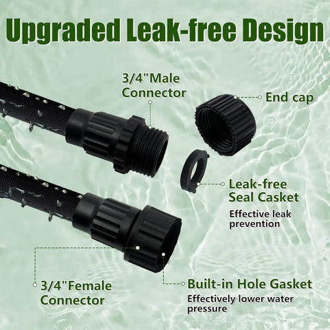 Heavy Duty Double Layer Soaker Hose For Drip Irrigation That Saves 80 Percent Water, Leak Proof Garden Hose connectors view