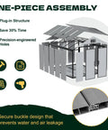 Diagram of 8 X 10 Ft Resin Outdoor Storage Shed With Floor, Windows And Lockable Door, Wood Grain Exterior, assembly illustration
