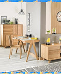 Modern office space with wooden desk and cabinets, ideal for Adjustable Furniture Feet Set 24 Piece Leveling Feet support.