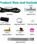 Diesel Installation Kit With A 1.5 Inch Fill Line For Gravity Fueled Auxiliary Fuel Tank, Part Number 11025 components display