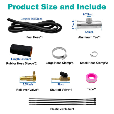 Diesel Installation Kit With A 1.5 Inch Fill Line For Gravity Fueled Auxiliary Fuel Tank, Part Number 11025 components display