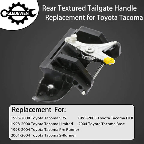 Toyota Tacoma Tailgate Handle Replacement 1995 to 2004 Exterior Textured Liftgate Lock Latch shown for various trims