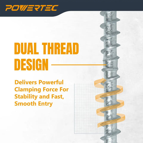 Deck Screws For Outdoor Wood and Composite Decking No 10 X 2-3/8 Inch T15 Star Drive Coated Galvanized Alloy Steel 250 Pack Heavy Duty Weatherproof and Rust Resistant for Wet Humid Climates POWERTEC featuring dual thread design.