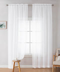 Two Lightweight White Sheer Curtain Panels 42 Inch Wide By 72 Inch Long With Rod Pockets Airy Voile Window Treatments For Living Room