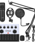 All-In-One Podcast Studio Bundle With BM-800 Microphone, Voice Changer, Live Audio Interface, and accessories