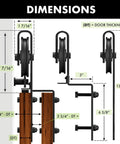 Dimensions of Black Rustic One Track Bypass Sliding Barn Door Hardware Kit For Double Doors With 8 Foot Flat Track