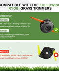 Replacement Blades For Ryobi 3 In 1 Fixed String Trimmer Head AC053N1FH, compatible with listed trimmer models.