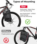 Comparison of mounting methods for 10L Fully Waterproof Front Fork Pannier Bag For Mountain Biking And EBikes Roll Top Front Rack Storage