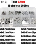 Ultra Thin Stainless Steel Flat Washer And Shim Set M2 Through M8 Gasket Assortment Kit 500 750 1200 Pcs 304 316 Stainless With Smooth Edges For Tight Fit And Compact Assemblies Pro Grade Space Saving. 0.2mm set G box with assorted sizes