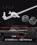 Transfer Case Shifter Control Lever Kit With 2 Clip And Shift Linkage Bushings For Ram 1500 2500 3500 2002 2003 2004 2005 4X4 Models, OE Quality Replacement, Easy Install, Rugged Drop In Shifting, Includes 52105555AA And 68078974AA. metal linkage rod, clips, bushings