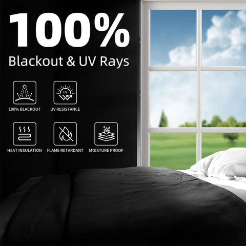 Graphene Thermal Blackout Curtains For Bedroom And Living Room, 100 Percent Light Blocking Window Coverings installation view