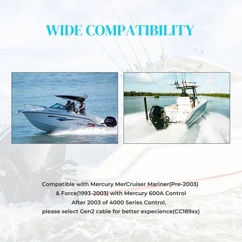 Two 12 Foot Gen1 Boat Throttle And Shift Cables Set For 600A Outboard Control Replacement on compatible boats