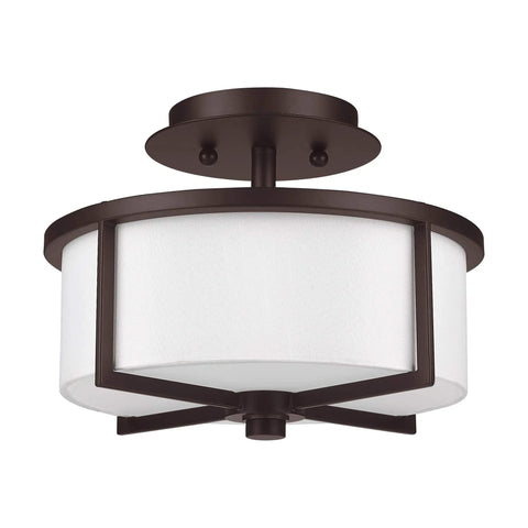 Transitional Two Light Ceiling Mount Light Fixture in Bronze Dark Finish From Wesley Collection, Modern Classic 11 Inch Diameter